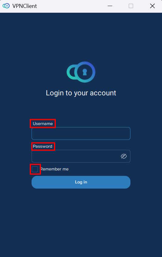 K1VPN App - login screen