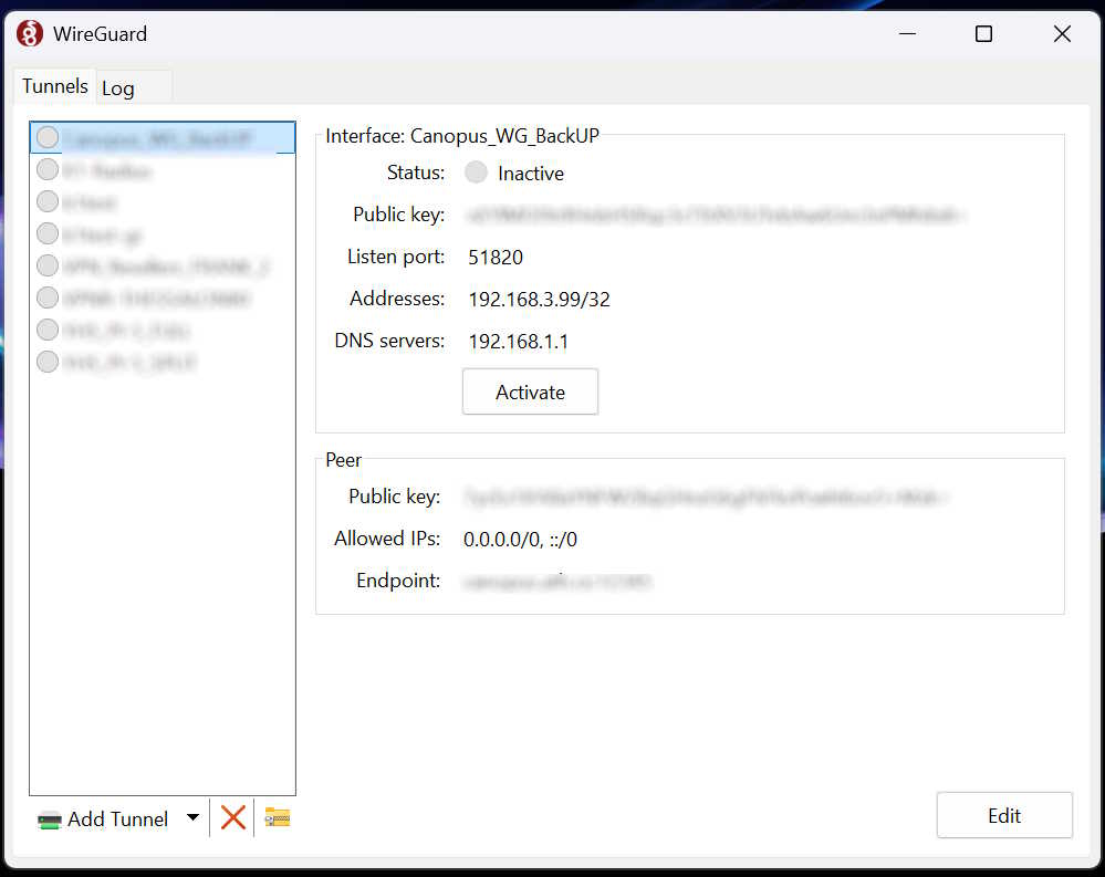 WireGuard® client - initial empty screen