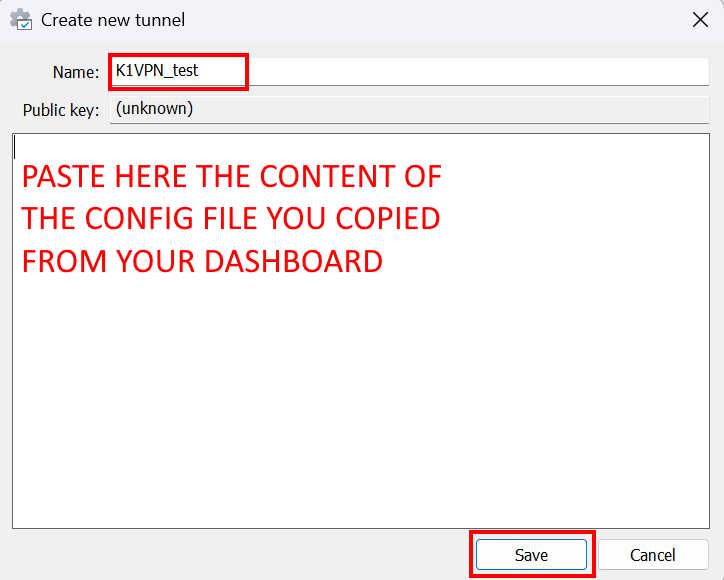 WireGuard® - manually pasting configuration