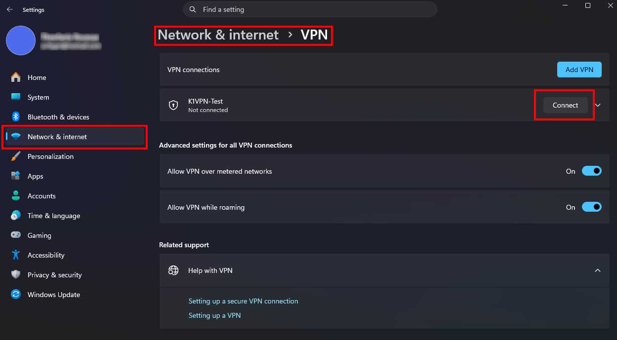 Connecting VPN on Windows - final step